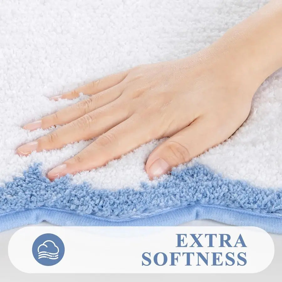 3 Piece Microfiber Bathroom Rug Set With UShaped Toilet Mat