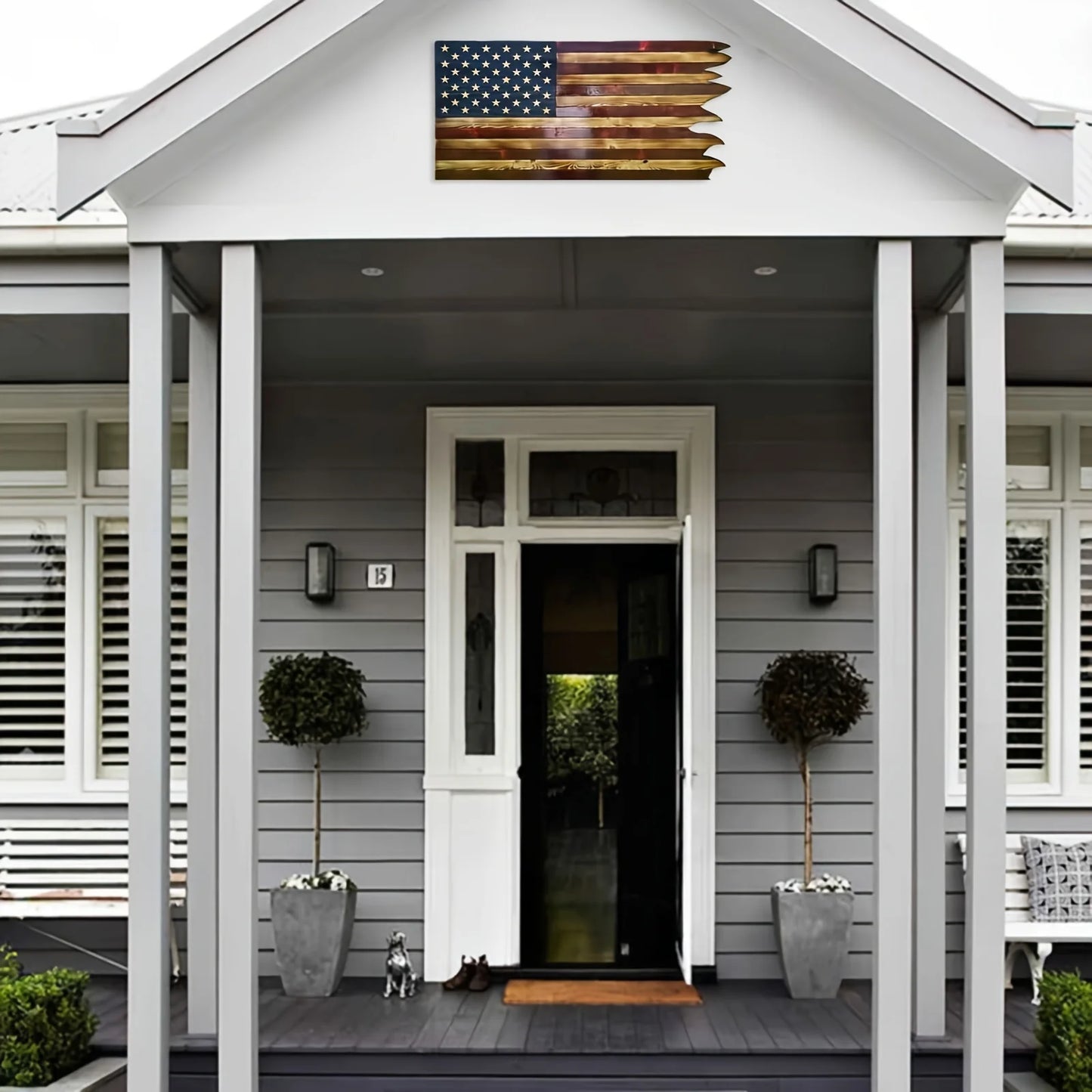 American Wavy Flag Wooden Decoration For Home, Cafes, Restaurants, Bars