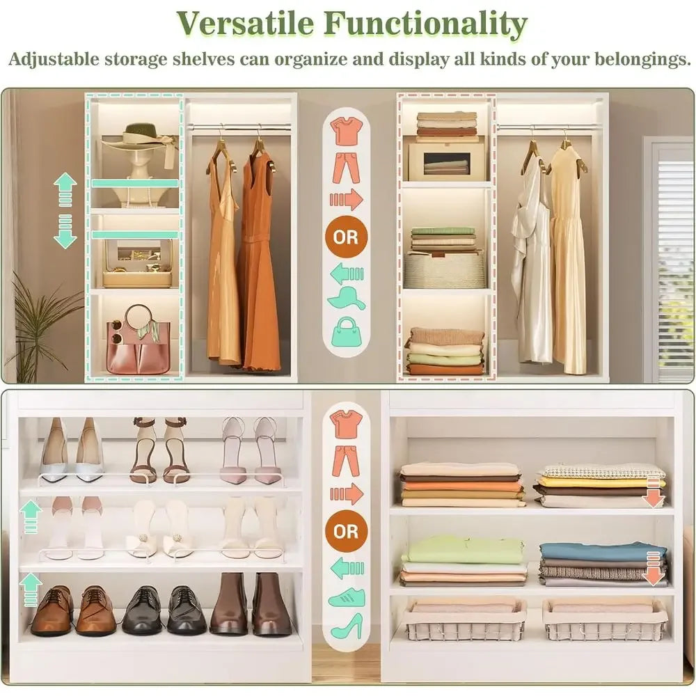 Adjustable Walk-In Closet Organizer With Shelves And Rods
