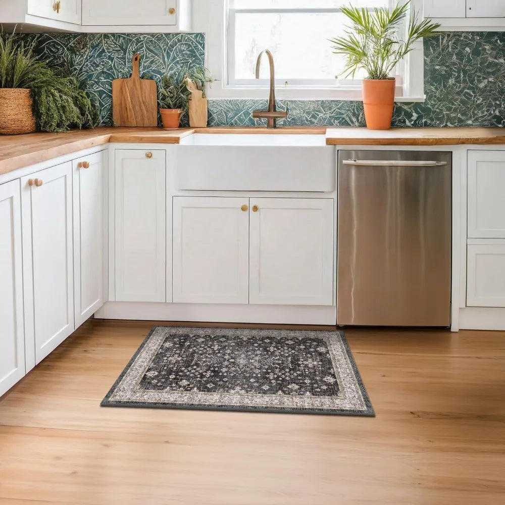 Washable Entry Rug With Non Slip Rubber Backing For Entryways