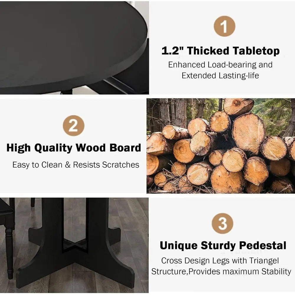 Extendable Versatile Oval Wood Dining Table Set With Chairs