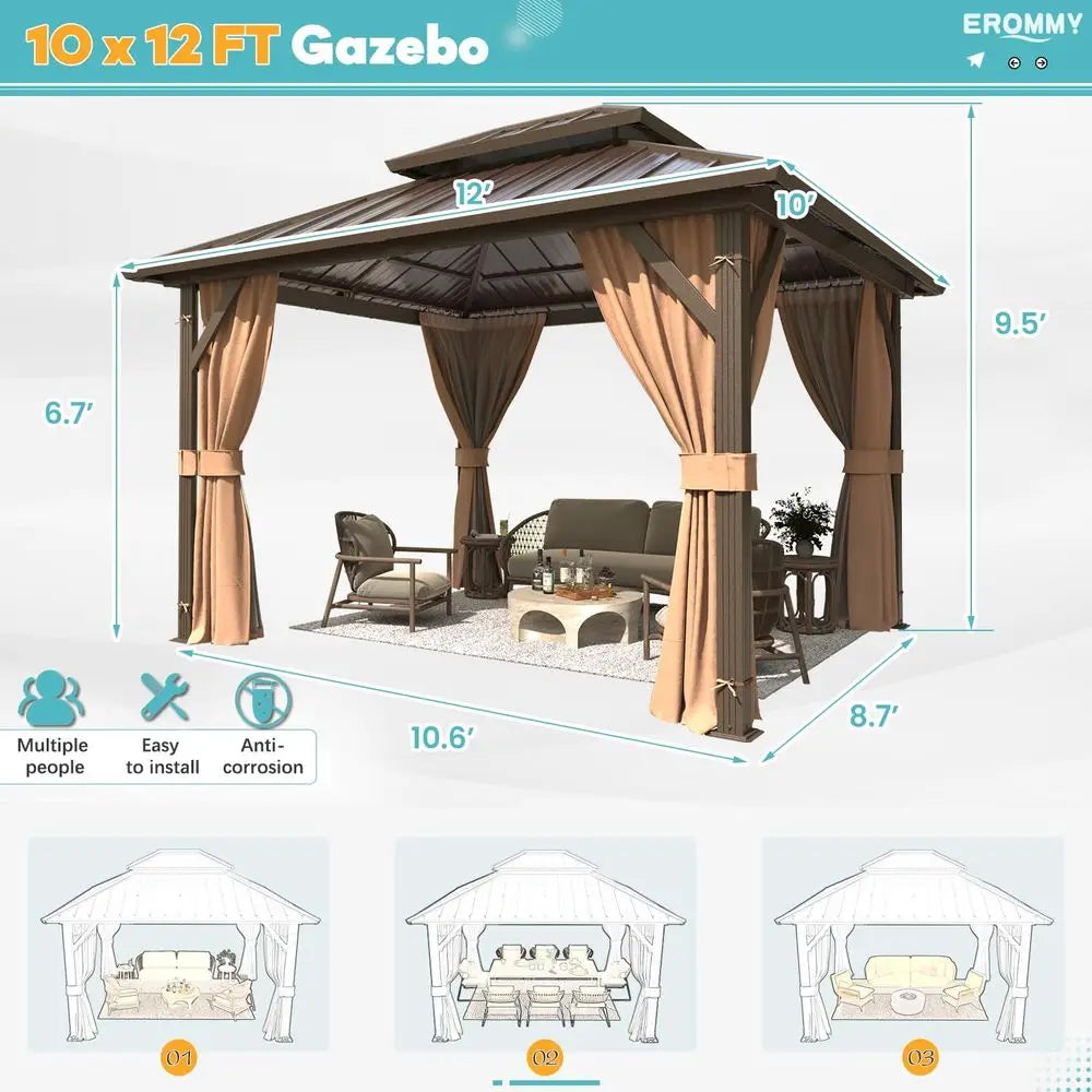 XPLV Hardtop Gazebo Aluminum Frame With Galvanized Steel Roof