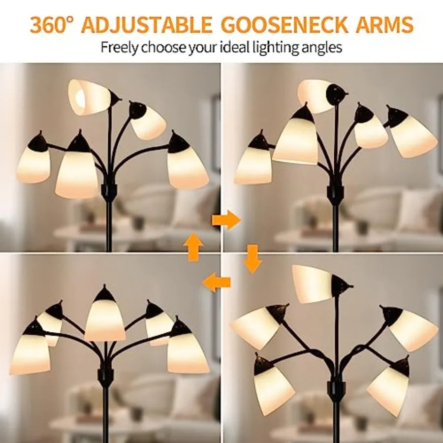 Tall Floor Lamp With Flexible Gooseneck For Home Office