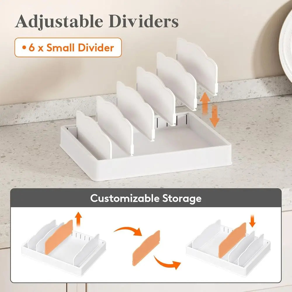 Kitchen Cabinet Organizer With 6 Adjustable Dividers And 7 Sections