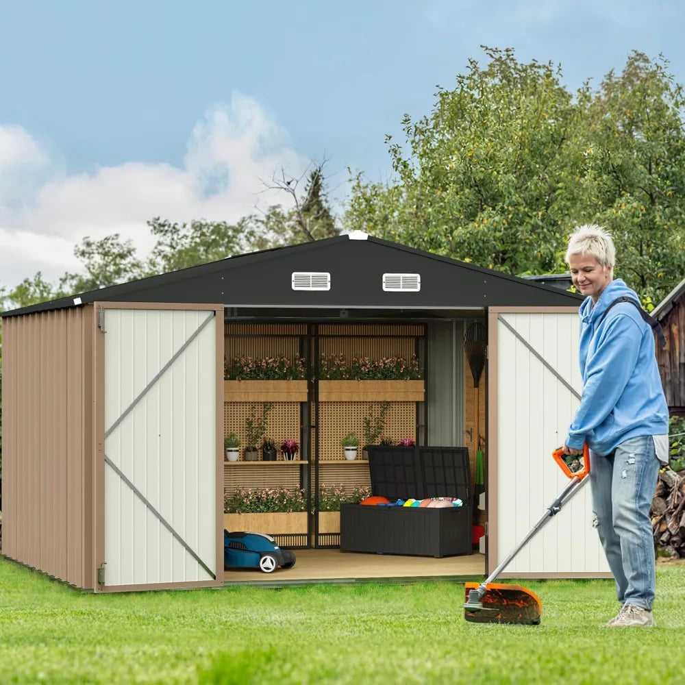 XIAOLANG Metal Garden Shed Waterproof Lockable Tool Storage