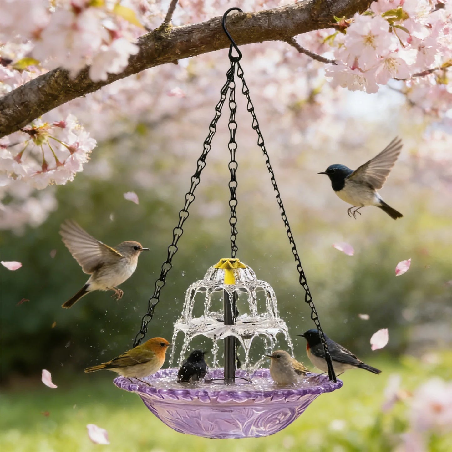 Solar Cascade Hanging Bird Bath Fountain For Garden Patio
