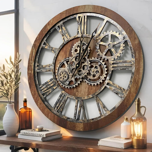 Gears Clock Original Real Moving Gear Wall Clock Industrial Rustic