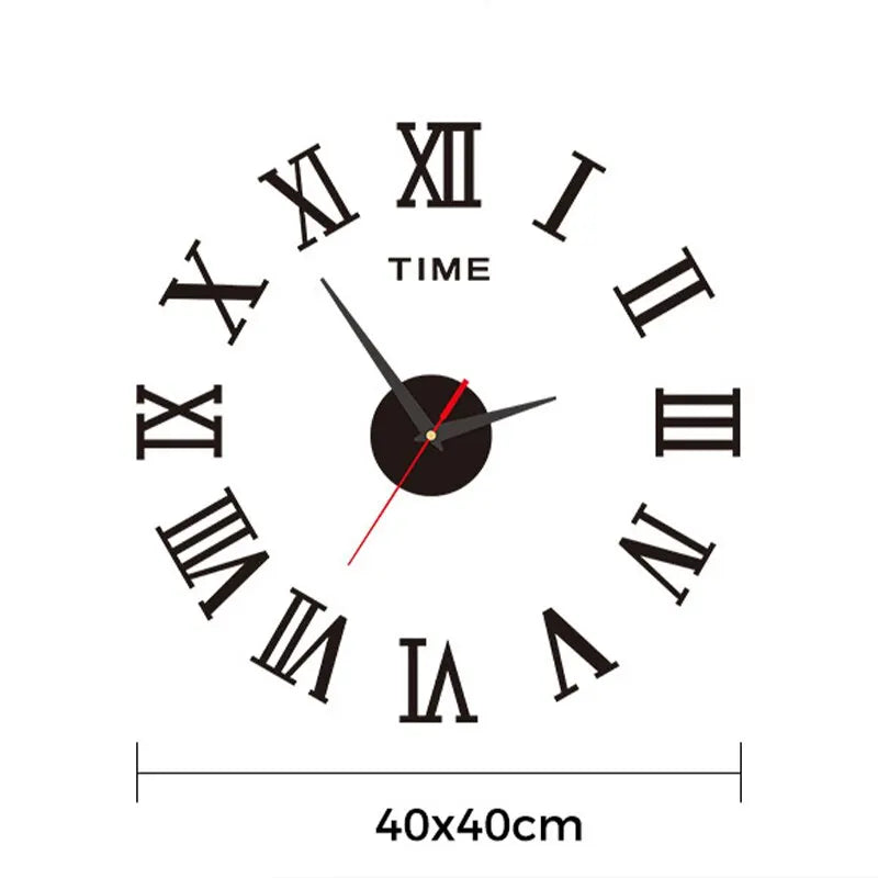 3D Acrylic Digital Wall Clock Roman Numerals Design Mirror