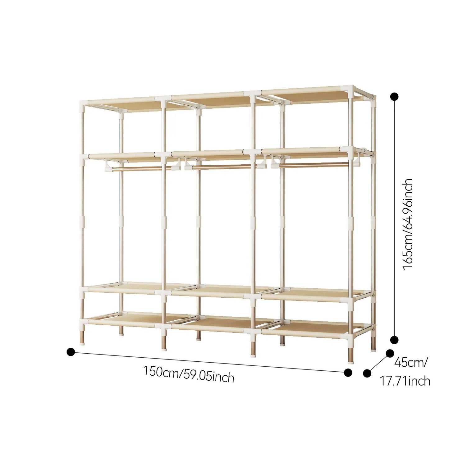 ArluKin Portable Wardrobe Closet With Steel Frame Nonwoven Dust Cover