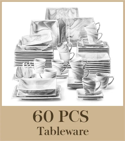 MALACASA Porcelain Dinnerware Set Includes Plates Cups Saucers For 12