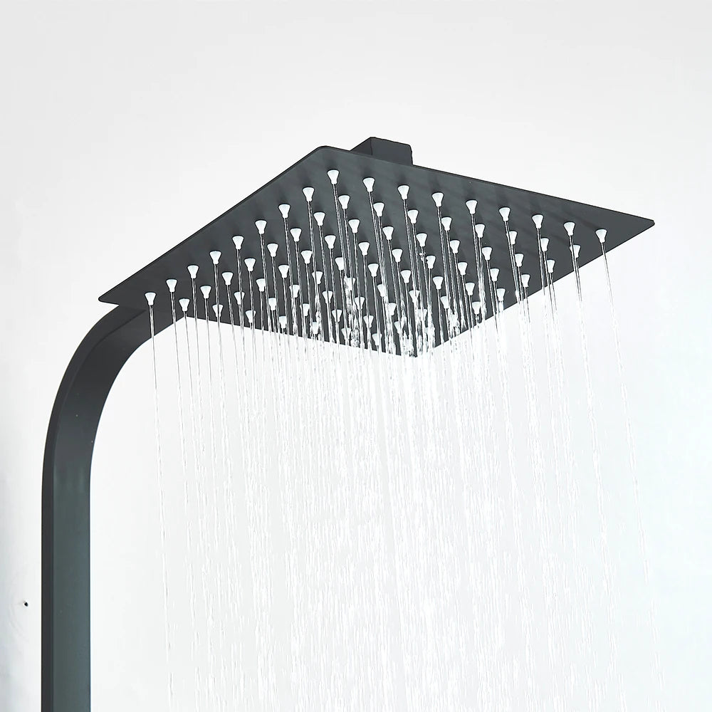 Shinesia Black Luxury Wall Mounted Shower Faucet Set With Swivel