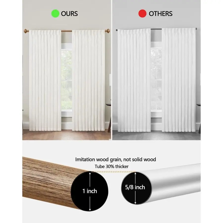 Curtain Rods Heavy Duty With Imitation Wood Grain Finials
