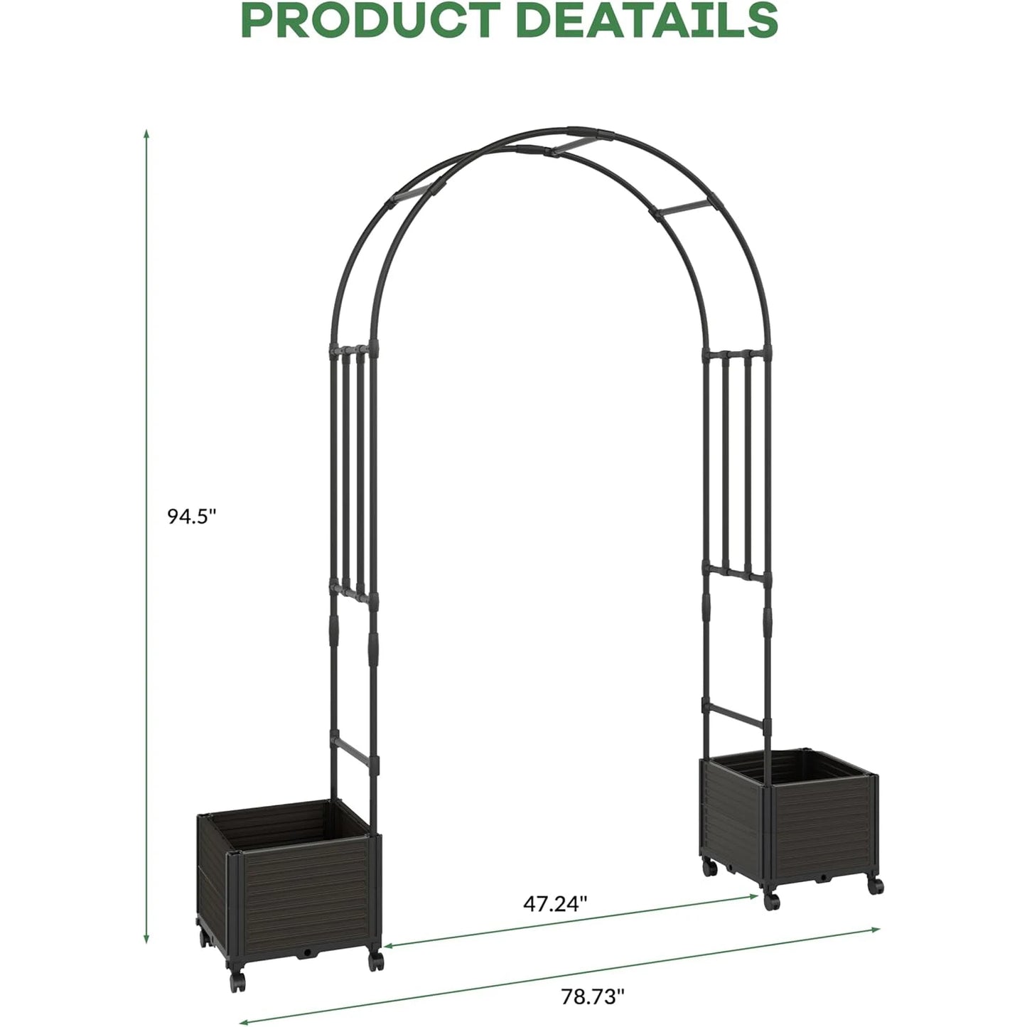 Raised Garden Bed With Trellis Arch And Durable Planter