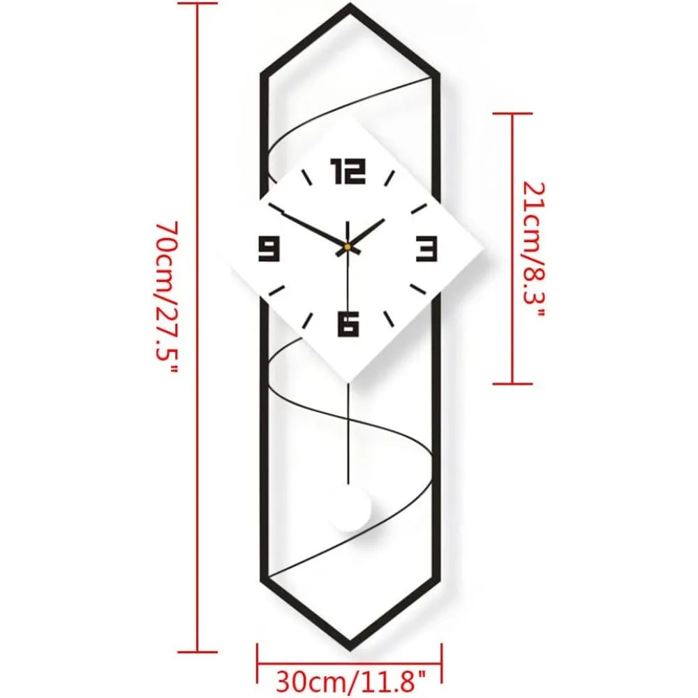 Silent Quartz Metal Wall Clock With Pendulum And Hook