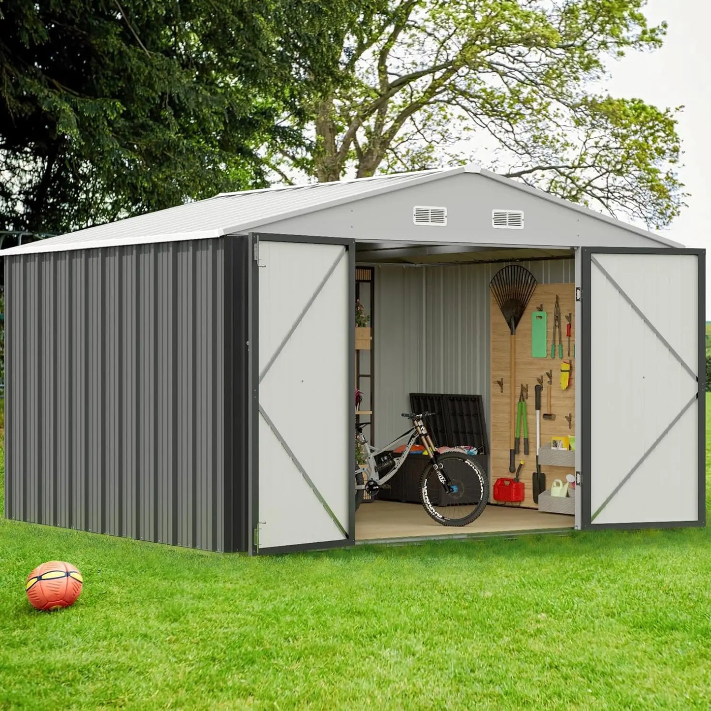 XIAOLANG Metal Garden Shed Waterproof Lockable Tool Storage