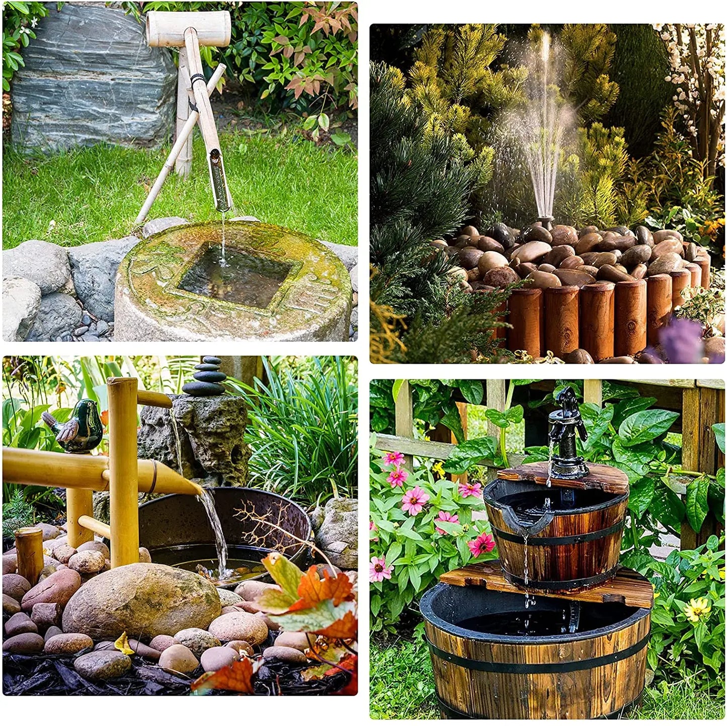 Solar Fountain Pump Kit Aquarium Pond With Nozzles Low Noise