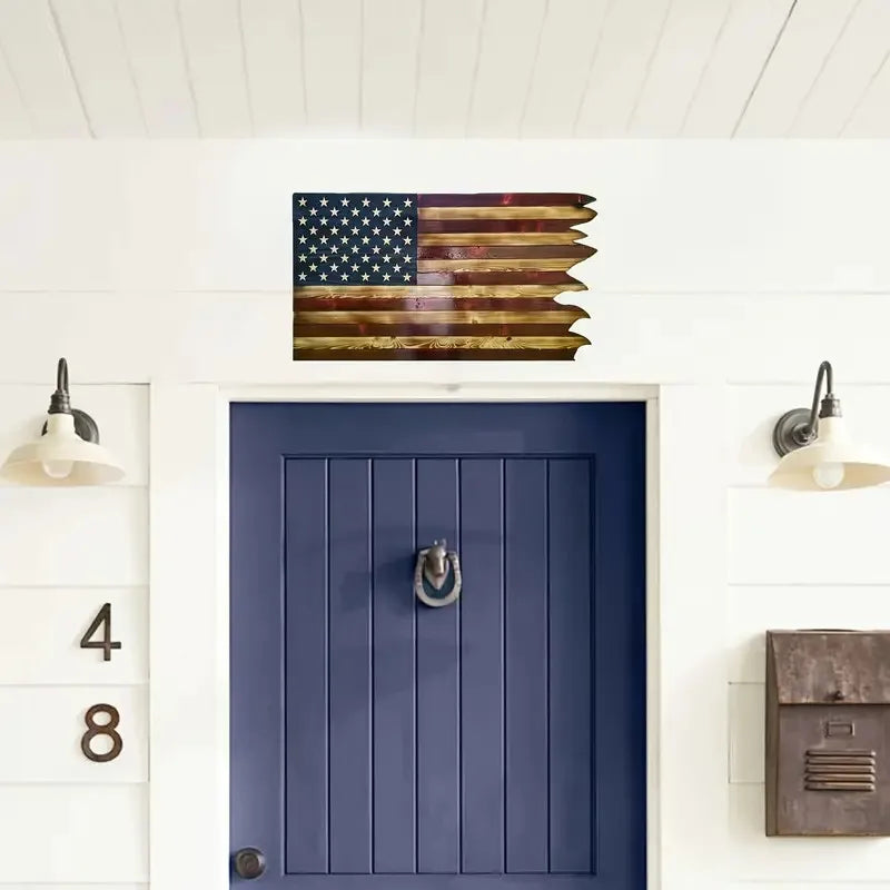 American Wavy Flag Wooden Decoration For Home, Cafes, Restaurants, Bars
