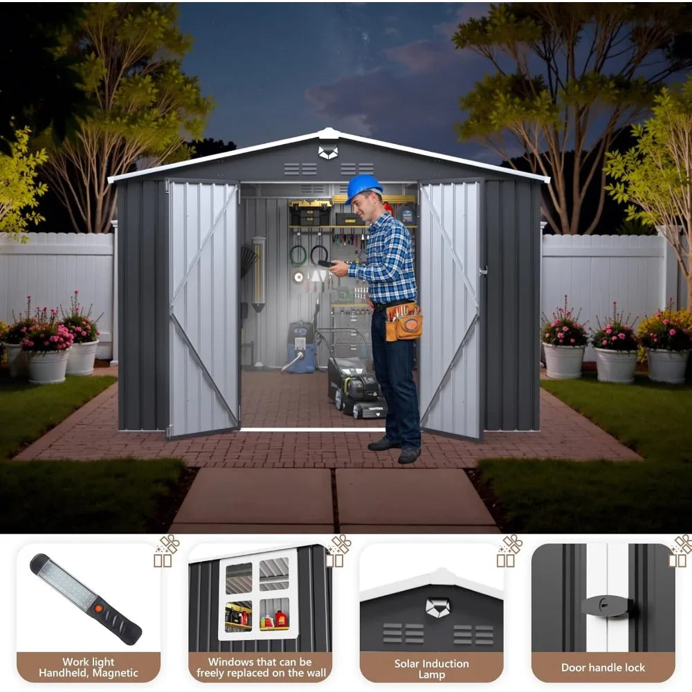Softkiss World Metal Outdoor Storage Shed With Lockable Doors