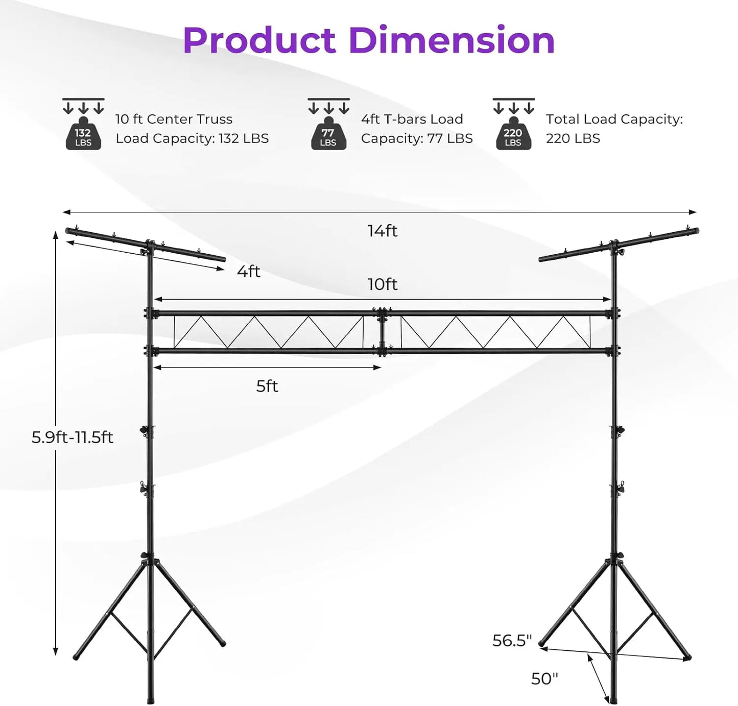 Stage Lighting Stand And Truss System With 220 Lb Capacity