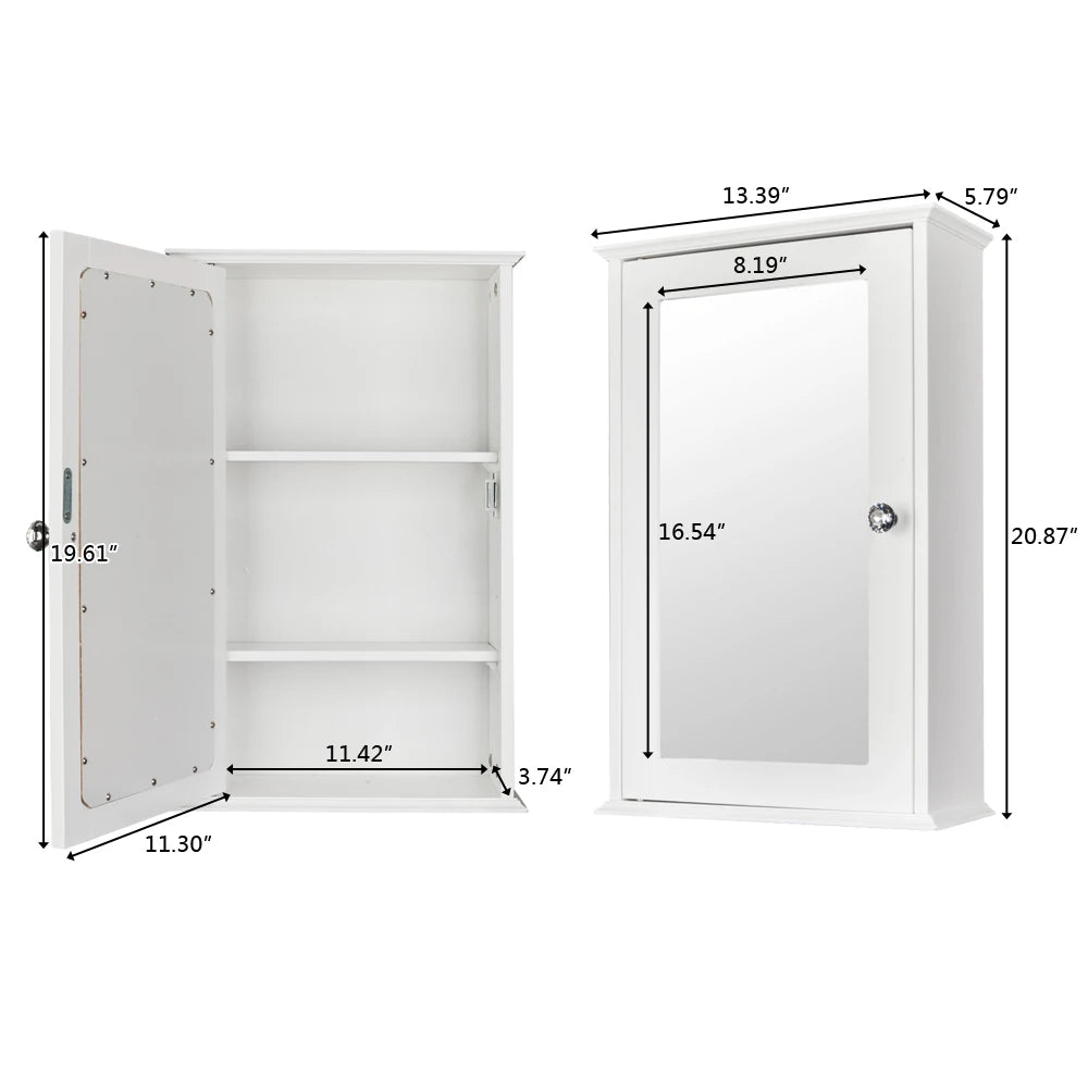Single Door Mirror Indoor Bathroom Wall Mounted Cabinet