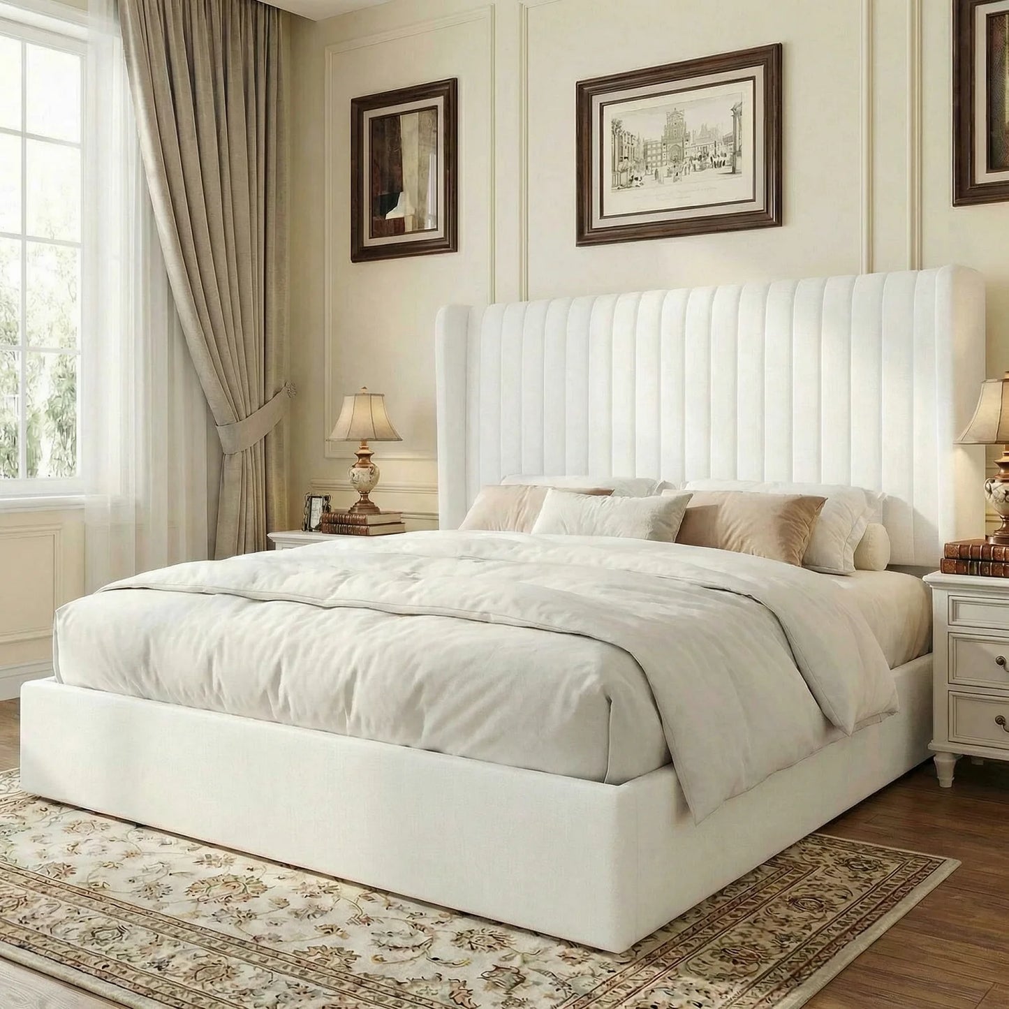 HOOMIC Velvet Lift Up Storage Bed Frame With Hydraulic System