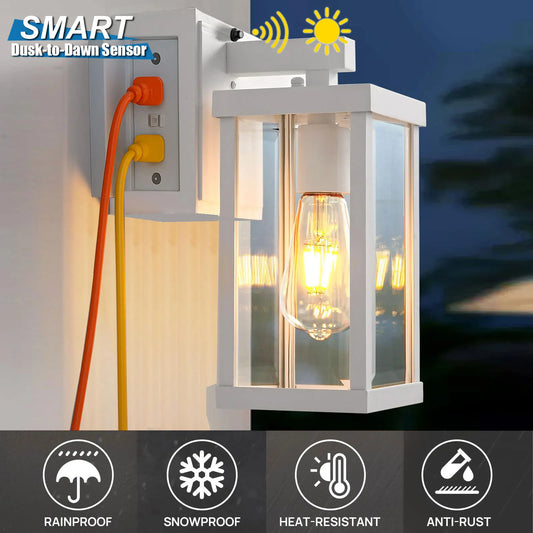Dusk To Dawn Exterior Wall Light With GFCI Outlet Mounting