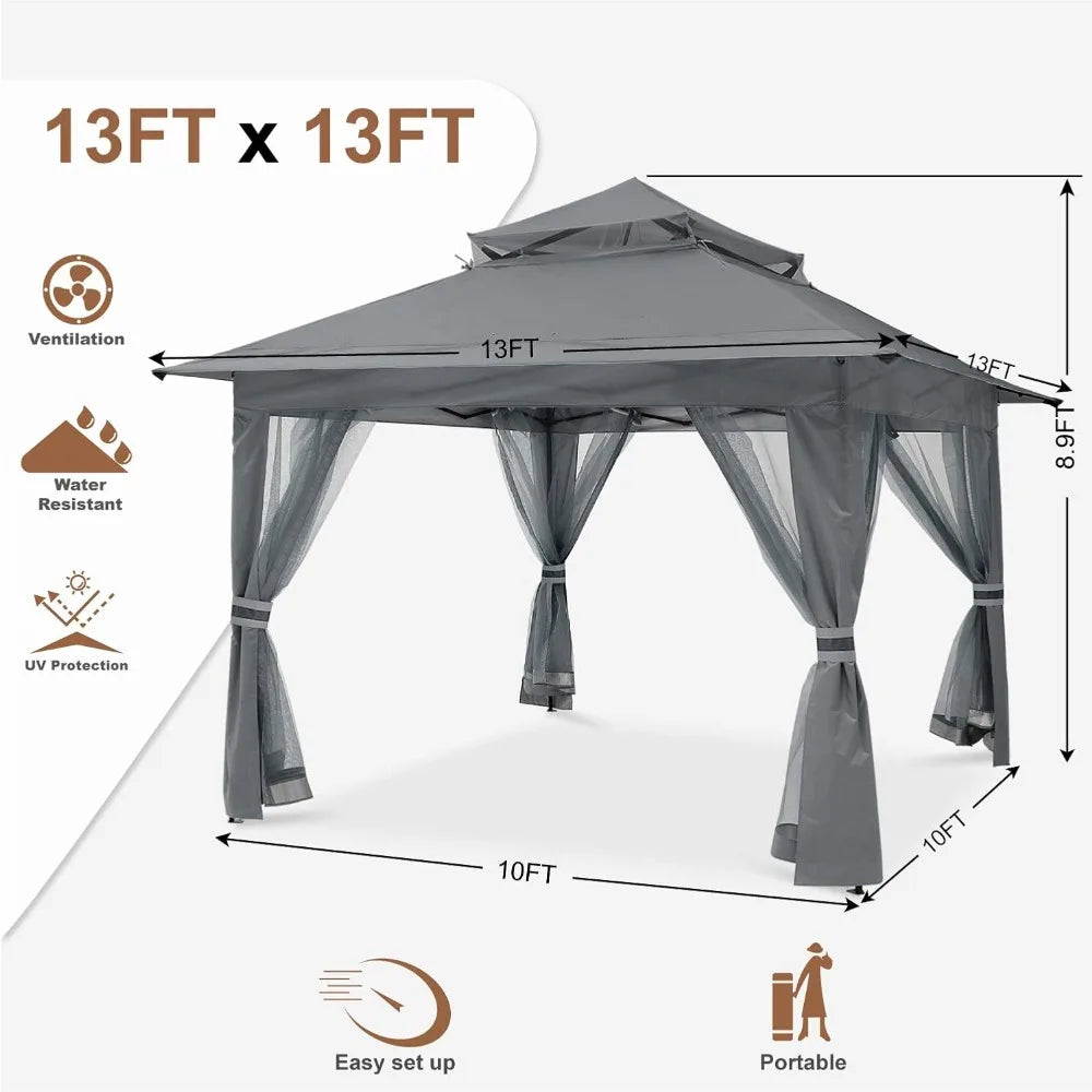 Pop Up Gazebo With Mesh Walls Outdoor Patio Canopy Shelter