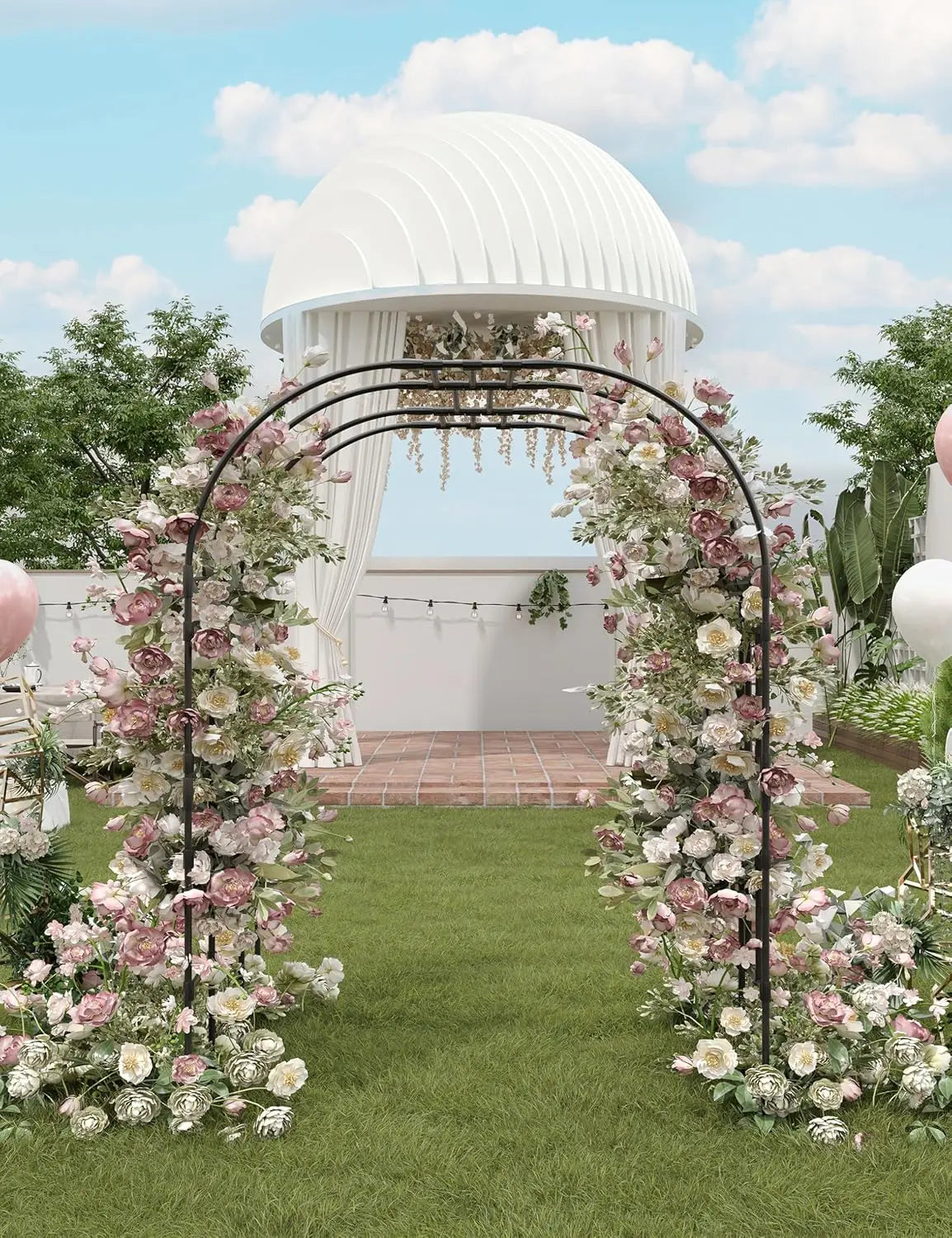 Garden Trellis Arch Made Of Rust Resistant Metal For Outdoors