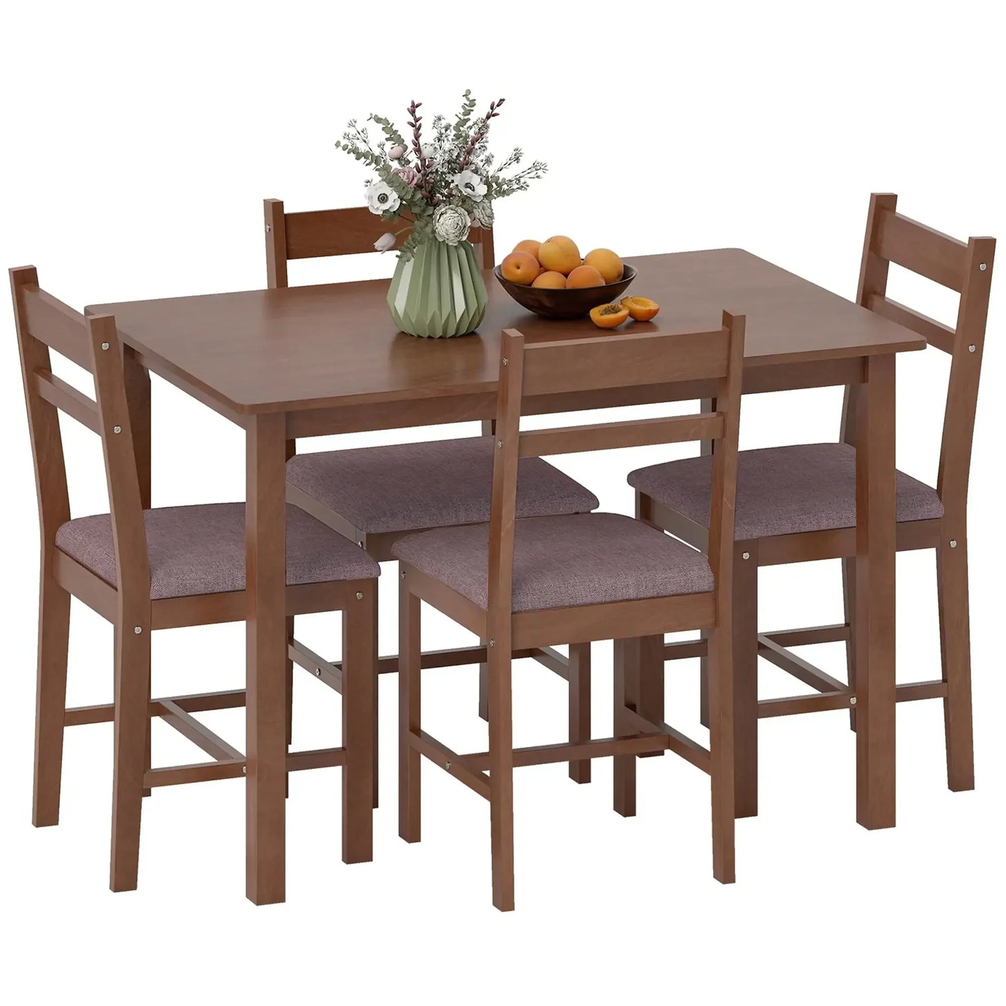 5-Piece Solid Wood Dining Set For 4 Farmhouse Kitchen