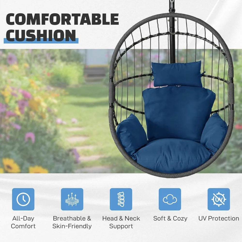Hanging Egg Chair With Stand 350 Lb Capacity PE Rattan