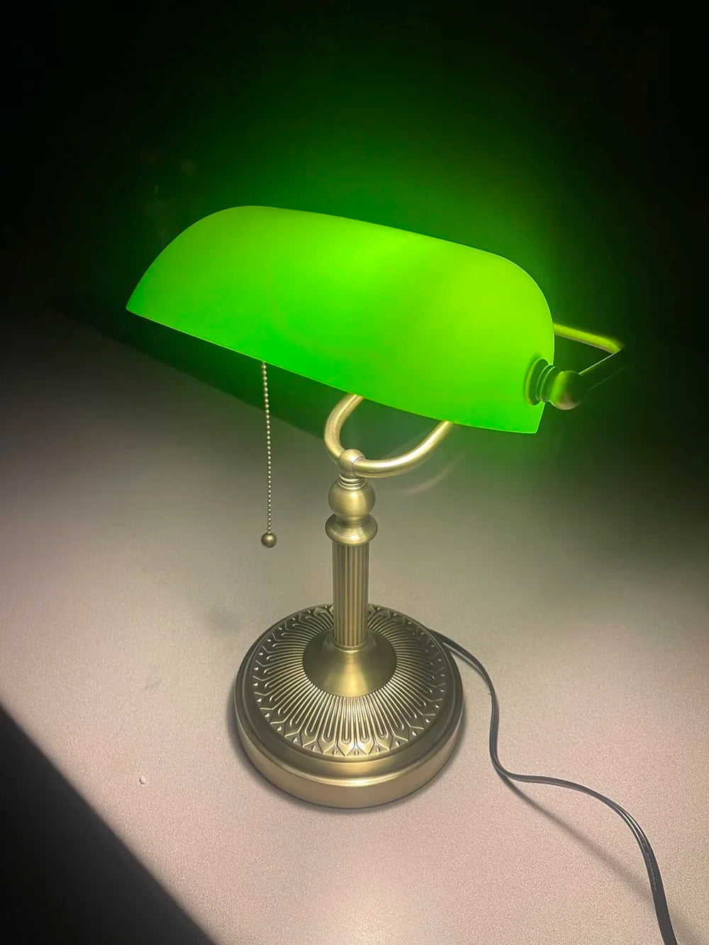 Newrays Glass Banker Lamp With Zipper Switch Plug In E27
