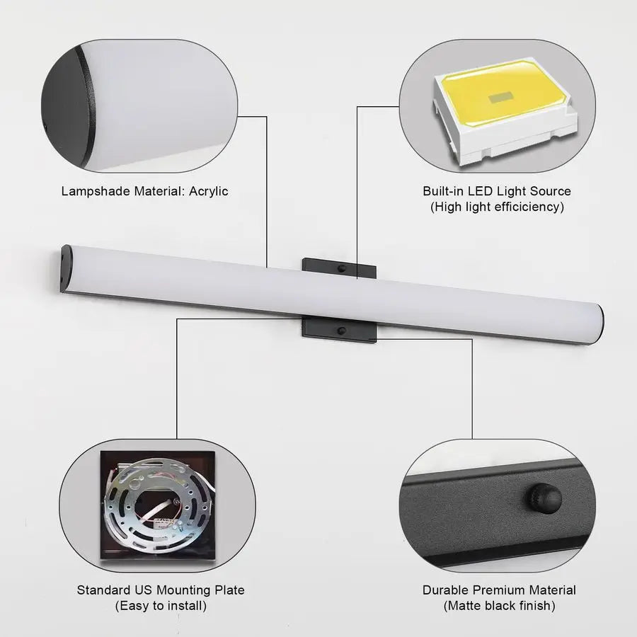 Bathroom Vanity Light Bar 24W Dimmable LED Wall Mount Fixture