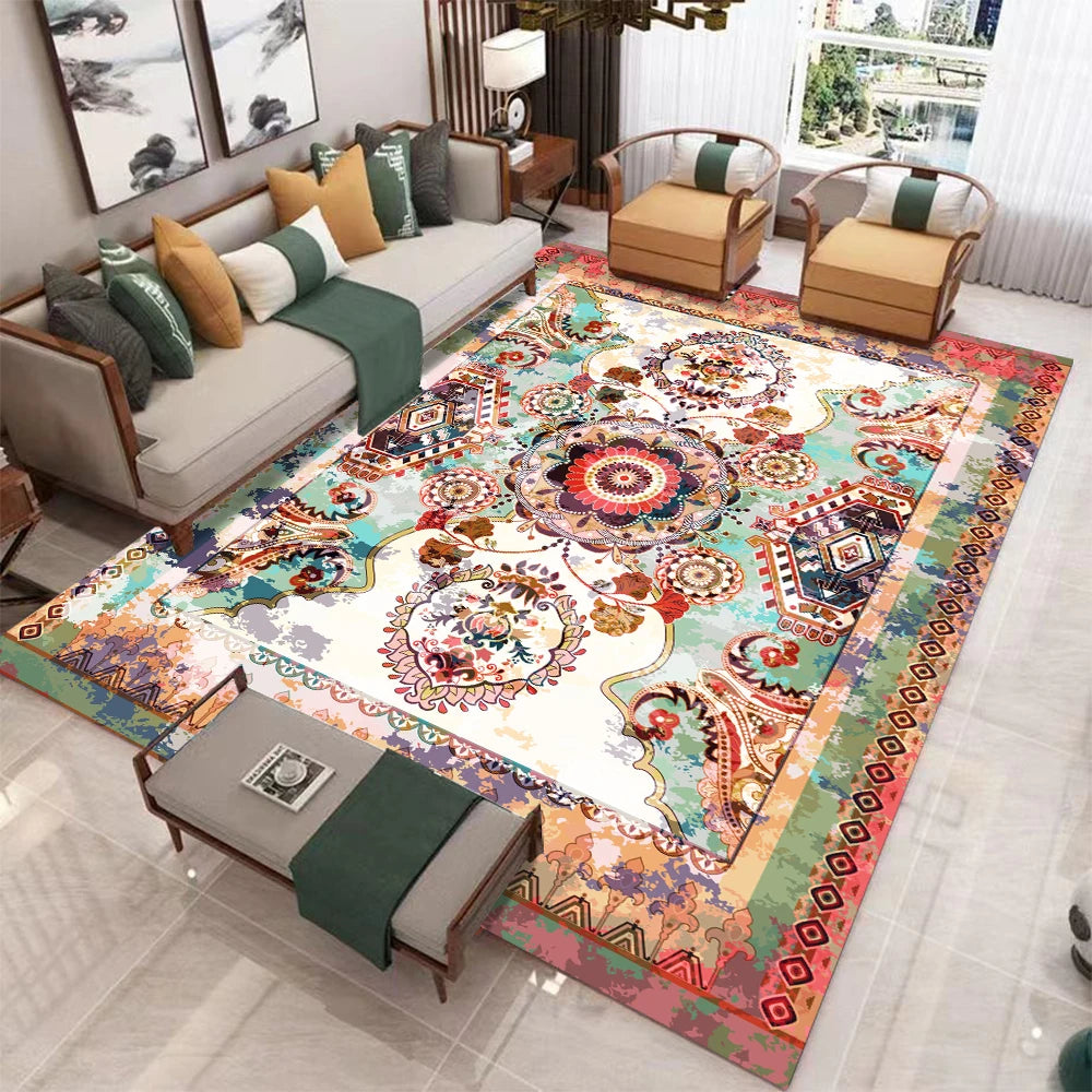 European Retro Living Room Carpet Non Slip Washable Rug
