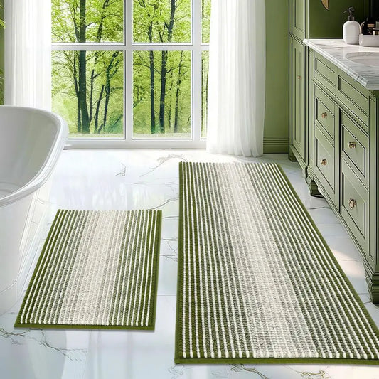Chenille Bath Mat Set 2 Piece Non Slip Absorbent Rugs