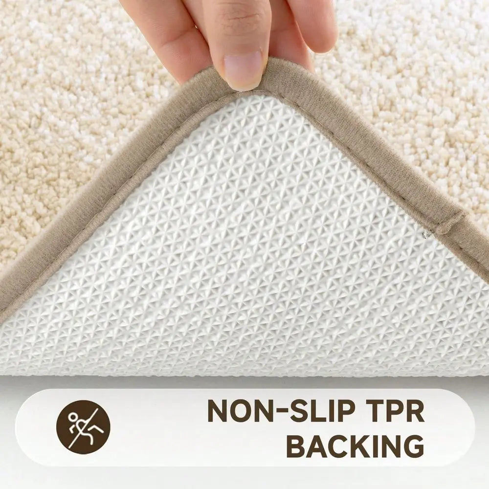 Three Piece Microfiber Absorbent Non Slip Bath Rug Set