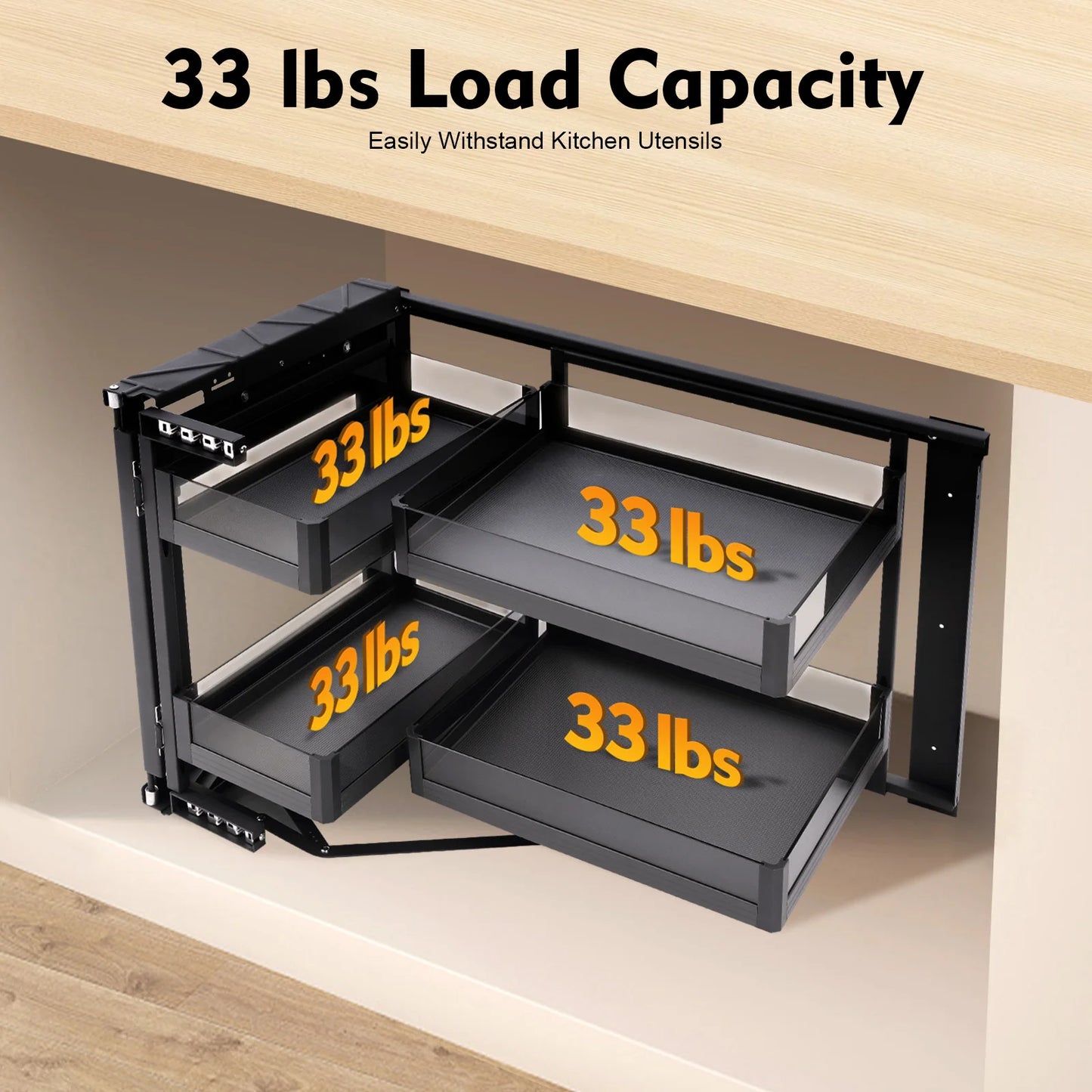 Bymaocar Blind Corner Cabinet Pull-Out Organizer, 2-Tier Swing Tray