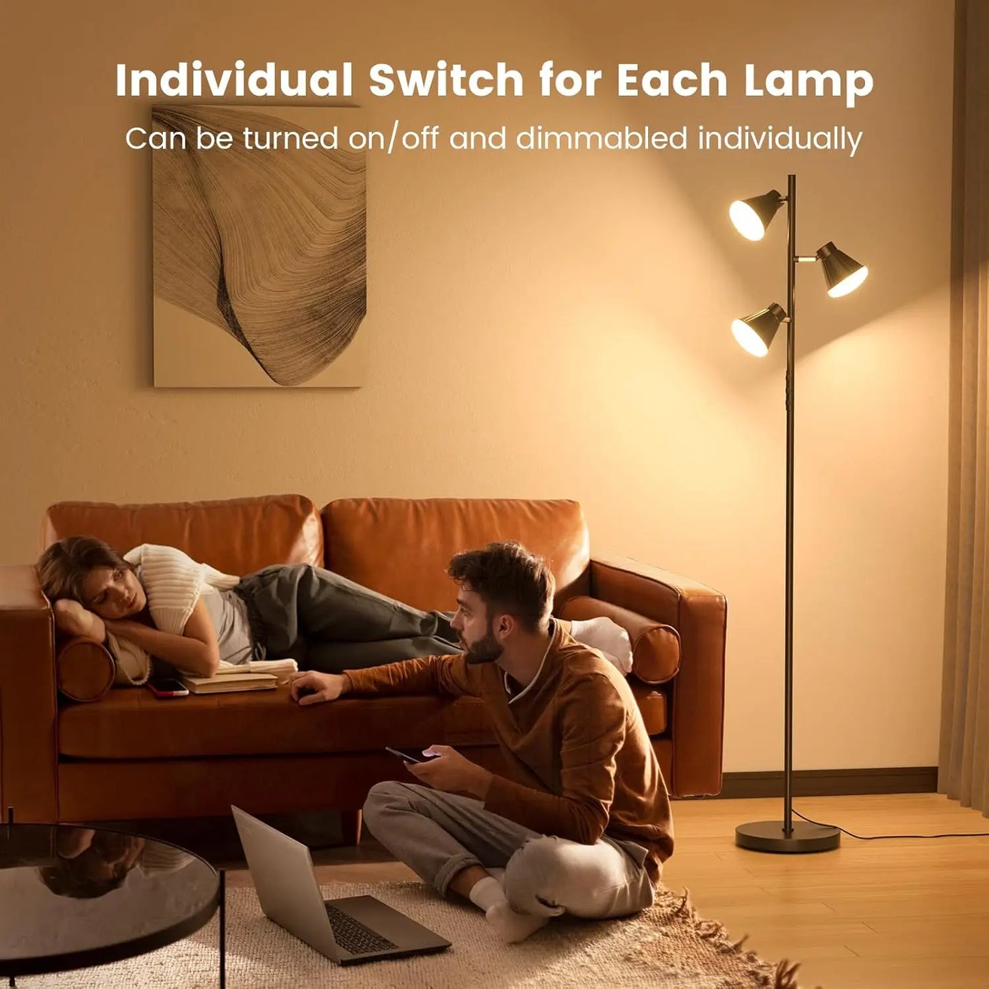 LED Tree Floor Lamp Dimmable With Remote And Touch Control