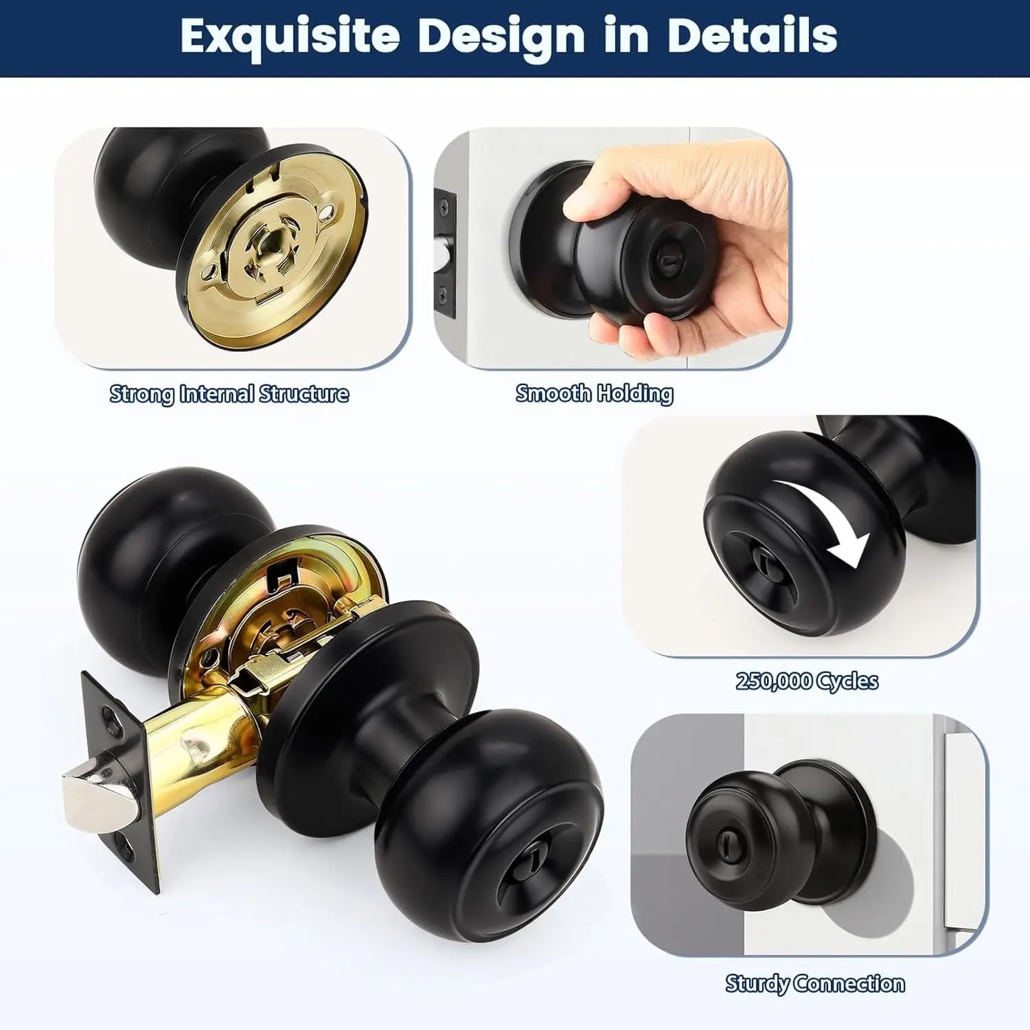 Privacy Door Knobs 10 Pack Keyless Interior Doors Bedroom Bathroom