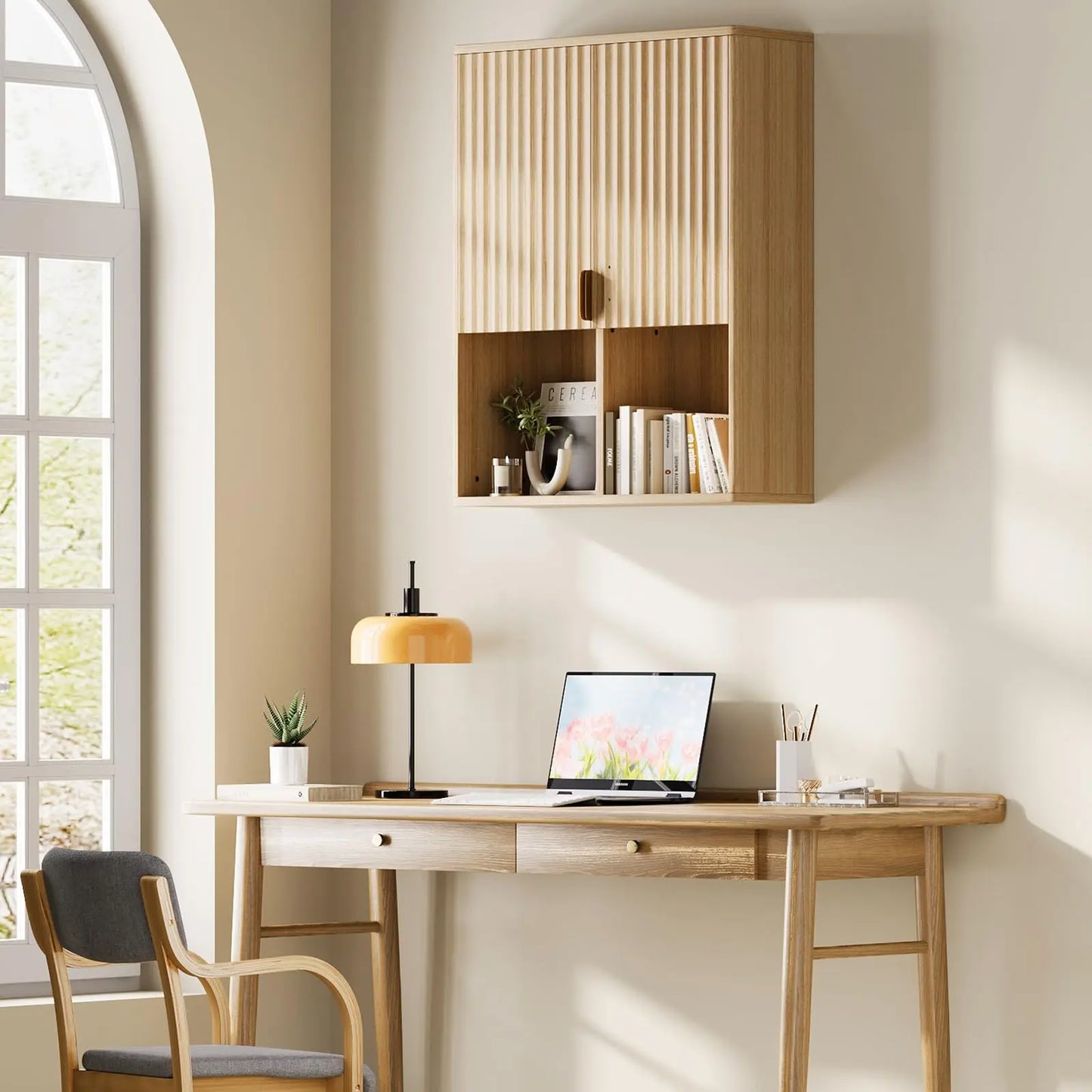 HiMISS Fluted Wall Mount Medicine Cabinet With Adjustable Shelves