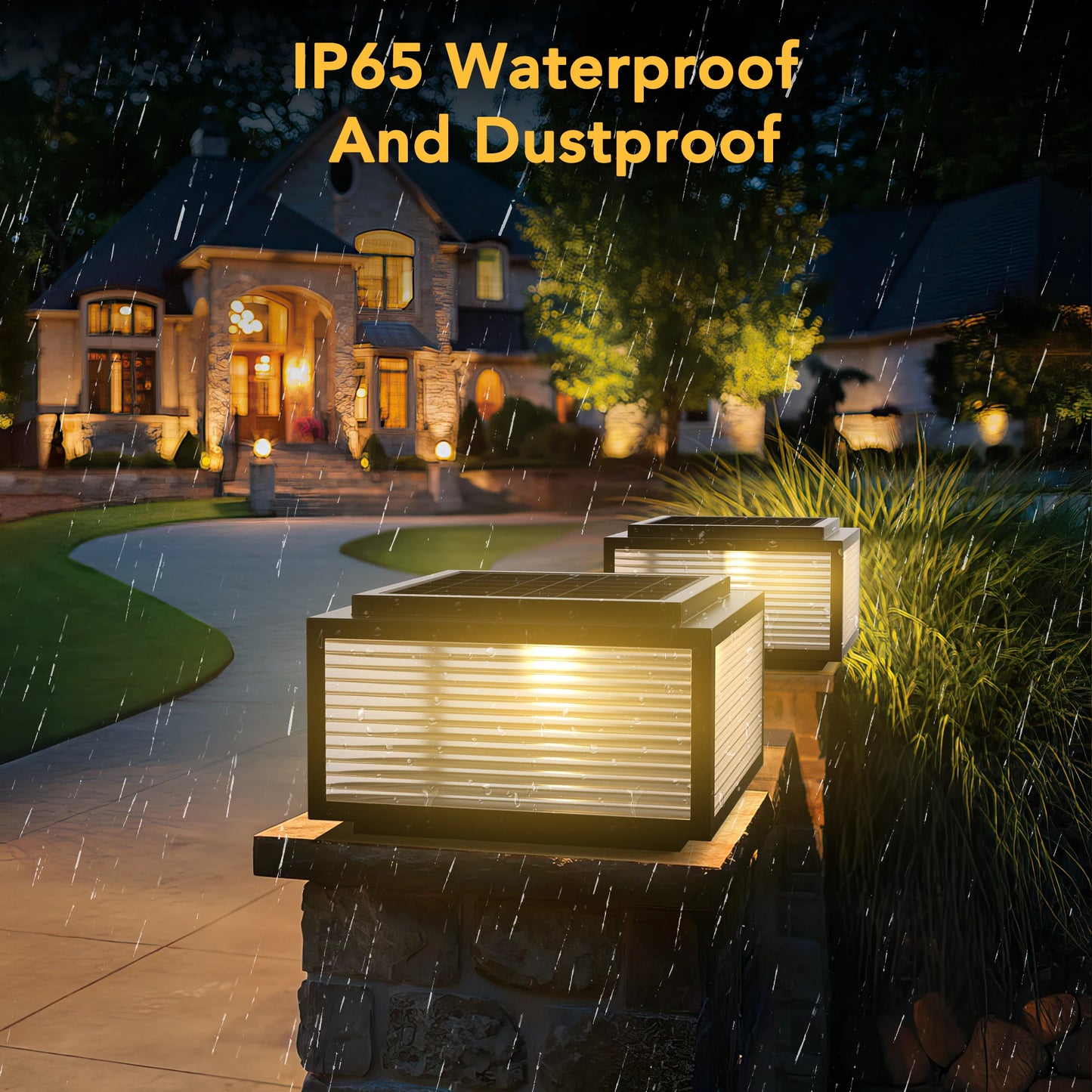 Solar Pillar Lights Outdoor LED Post Cap IP67 Waterproof