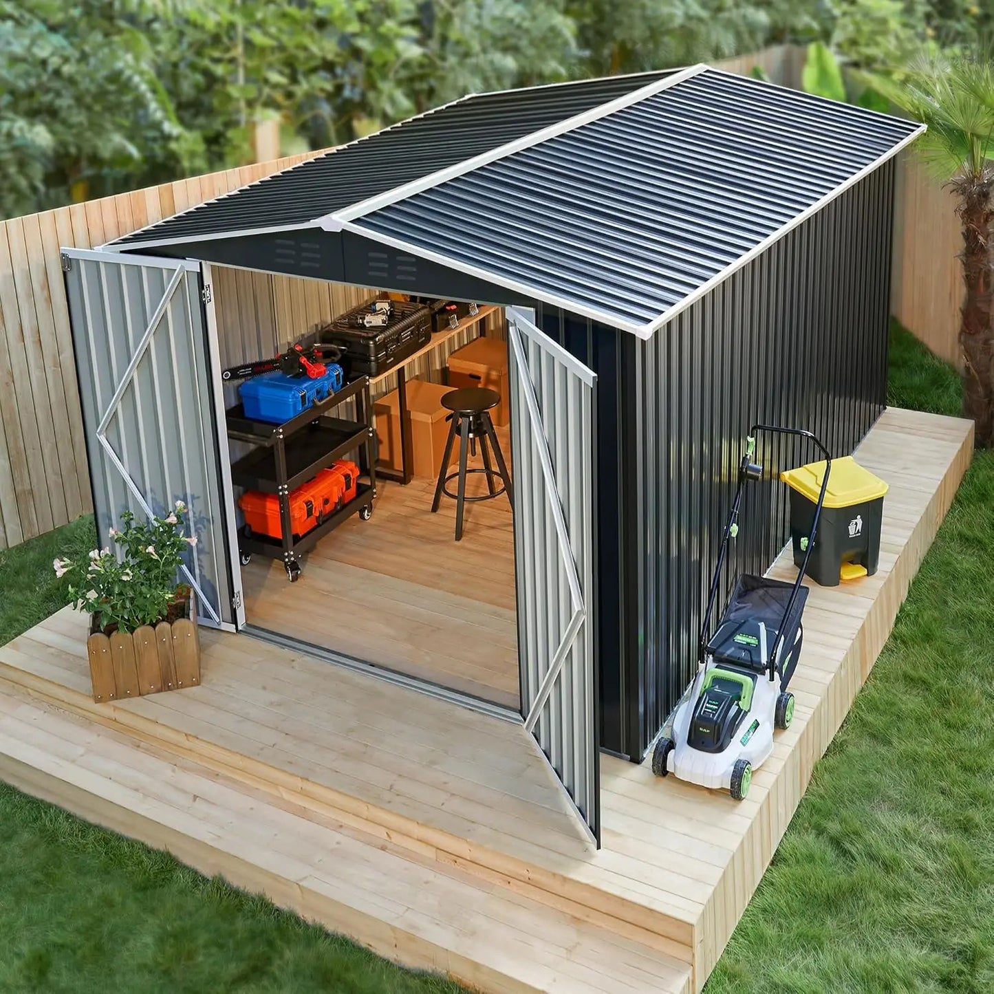 Outdoor Waterproof Metal Storage Shed With Reinforced Frame