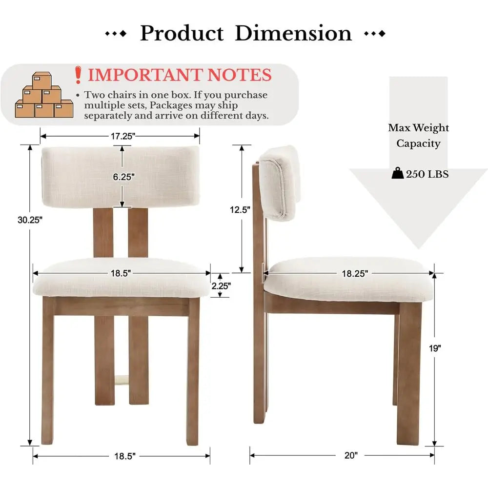 Fabric Upholstered Dining Chairs Set Of 6 With Curved Backs