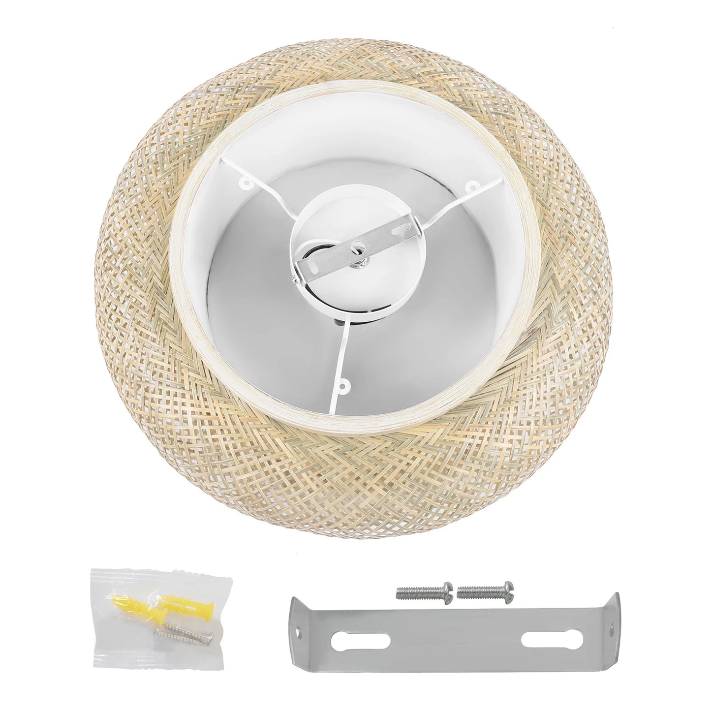 Flush Mount Bamboo Shade Ceiling Light Fixture Pendant Lamp
