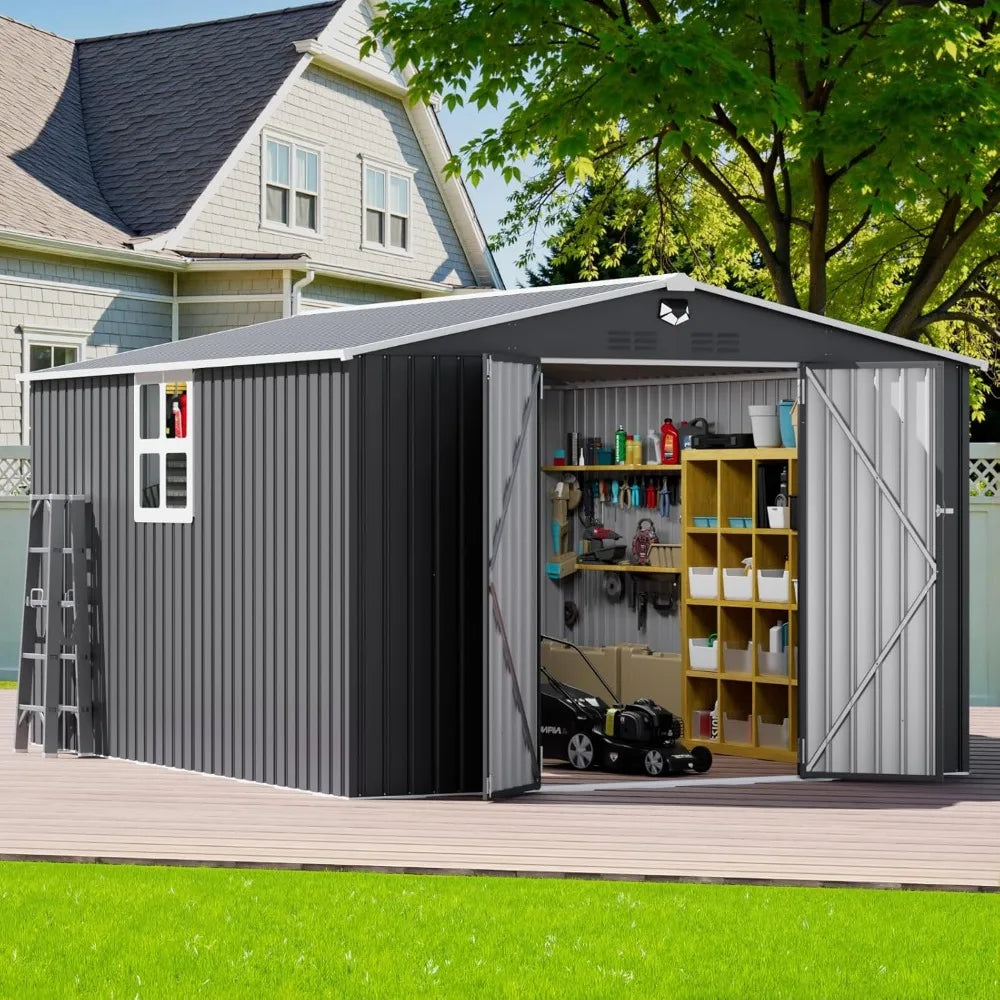 Softkiss World Metal Outdoor Storage Shed With Lockable Doors