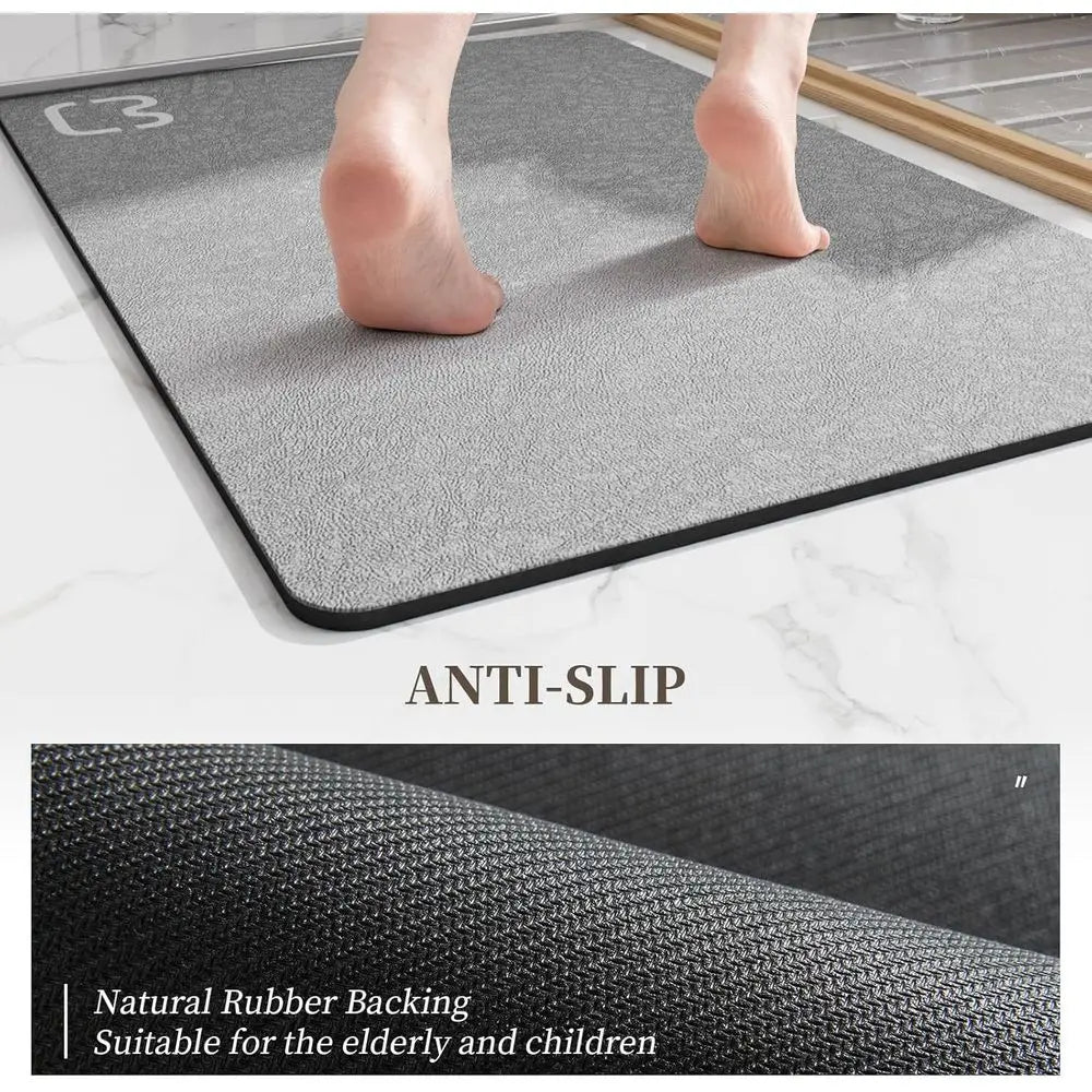 Absorbent Diatomite Stone Bath Mat Non Slip Rubber Backed