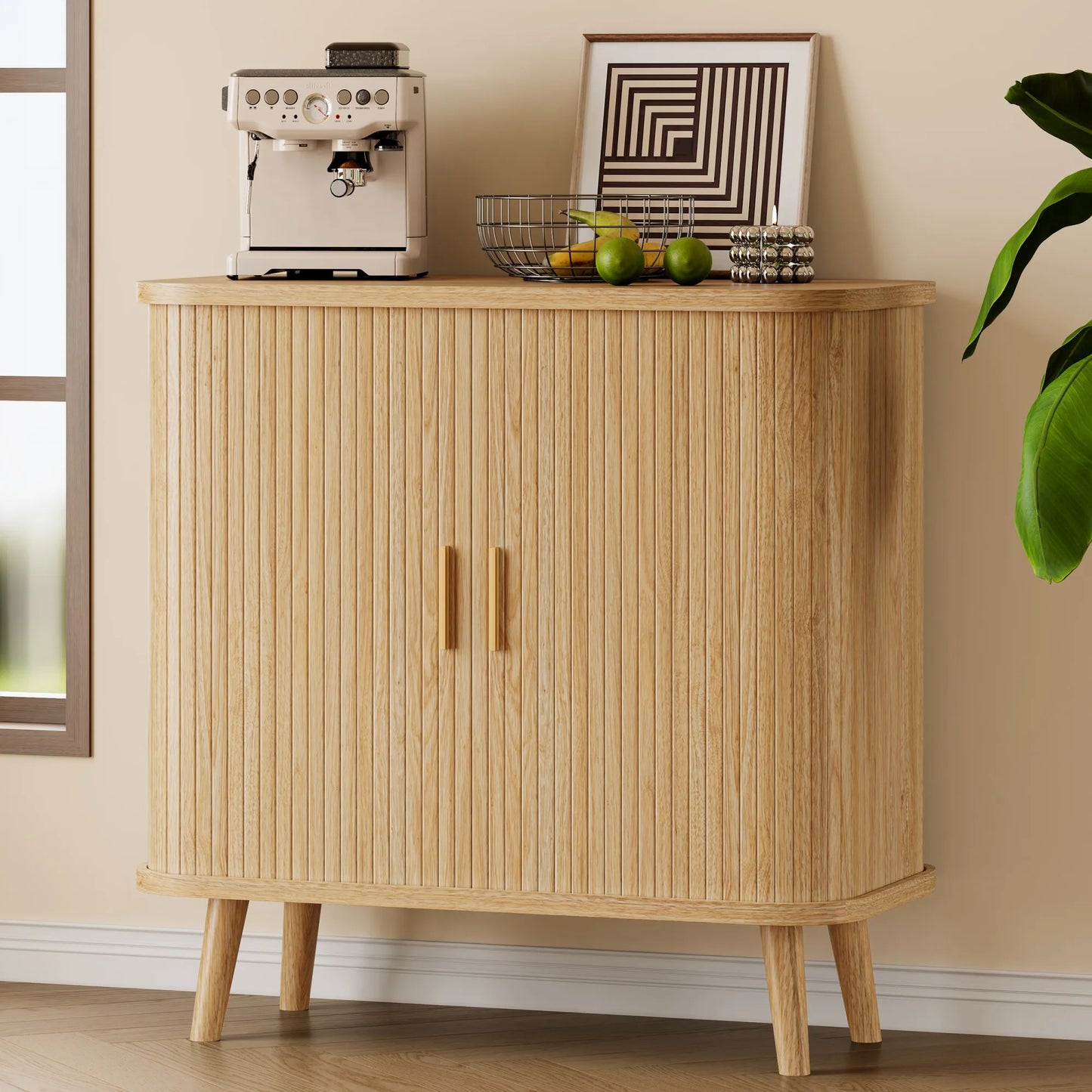 31.5" Sideboard Buffet Cabinet with Storage, Sliding Door & Adjustable Shelf, Modern Accent Coffee Bar Console Table for Kitchen, Entryway