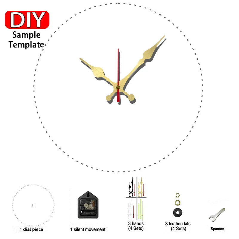 DIY 2D Flat Elegant Bouquet Wooden Round Silent Wall Clock