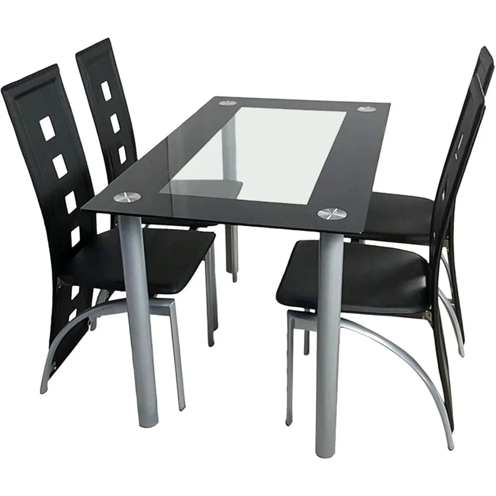 Four Seat Tempered Glass Dining Set For Compact Spaces
