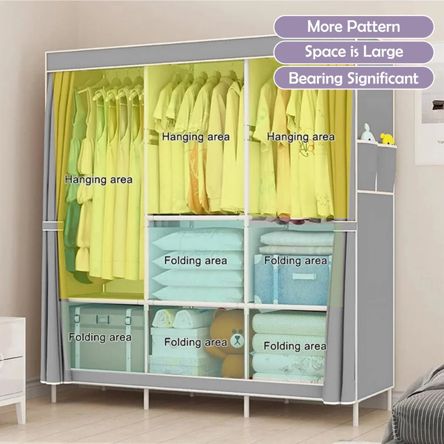 Closet Storage Portable Wardrobe Organizer Dustproof Nonwoven Fabric