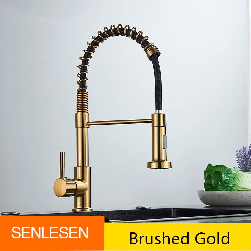 Senlesen Spring Pull Down Kitchen Faucet Hot Cold Water Mixer
